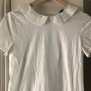 Cece brand cotton t shirt with Peter Pan collar
